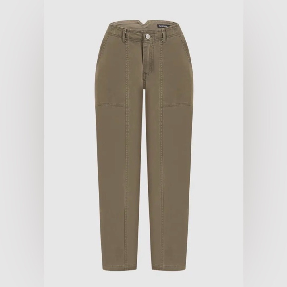 Flamingals Cropped Utility Ankle Pants in Olive - Picture 4 of 10